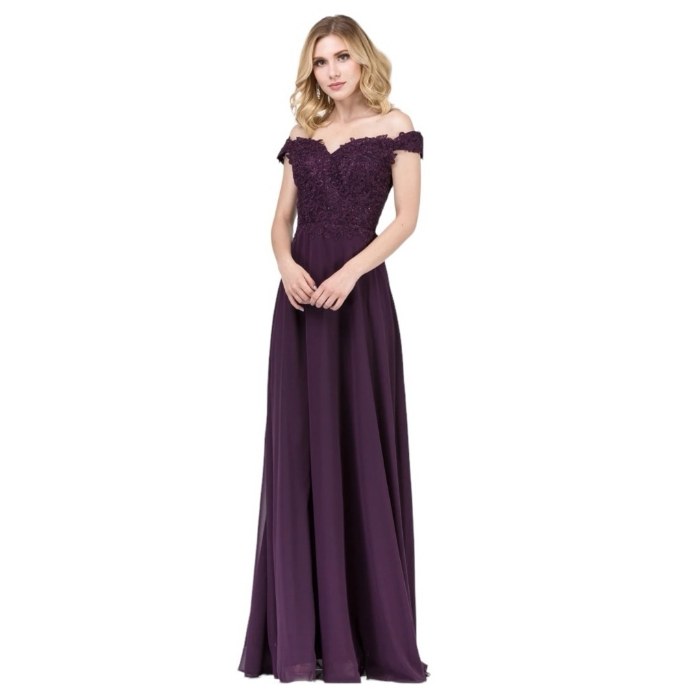 Dancing Queen Purple Off-Shoulder Prom Dress
